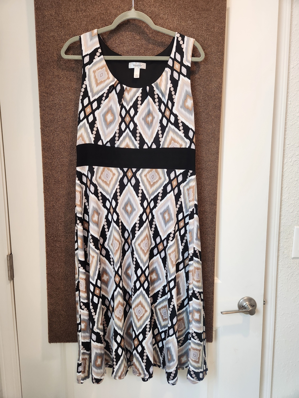 Dress Barn Black & Beige Geometric Sleeveless A-Line Dress